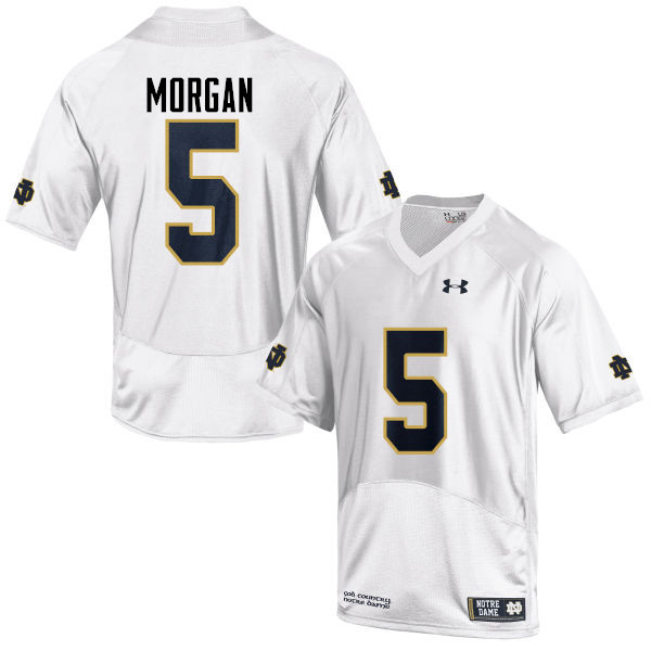 Men's NCAA Notre Dame Fighting Irish #5 Nyles Morgan Stitched College Under Armour Authentic White Football Jersey UL10P55AL